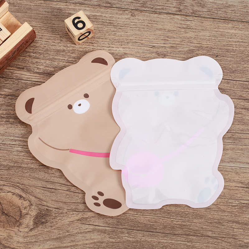 12*15cm Lovely Bear Sugar Plastic Packaging Bags Aluminum Foil Sealing Cartoon Pouch For Children Gift Candy Cookies Snack Biscuit Nut Toys Jewelry Package Storage