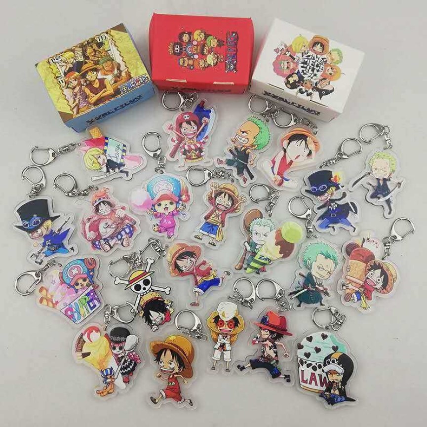 50 st mycket hela tecknad film en bit luffy transparent pvc nyckelring tony chopper roronoa zoro sanj mode tillbehör llaveros h09272o