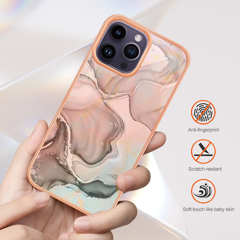 Plätering marmor mönsterfodral för iPhone 14 15 promax plus 13 pro max 12 11 lämplig iphone15 2in1 imd skydd täckning 1 st