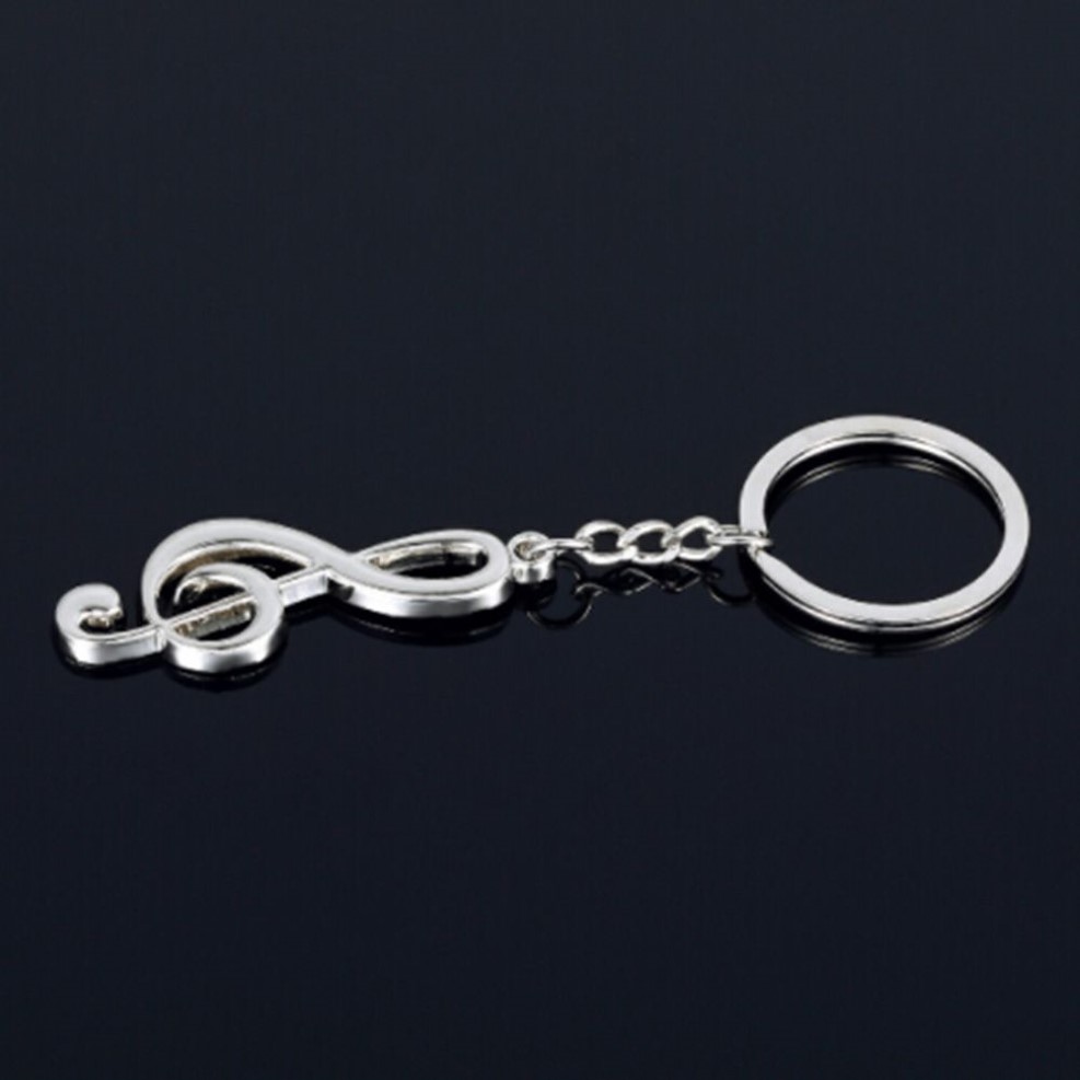 New key chain key ring silver plated musical note keychain for car metal music symbol chains265k