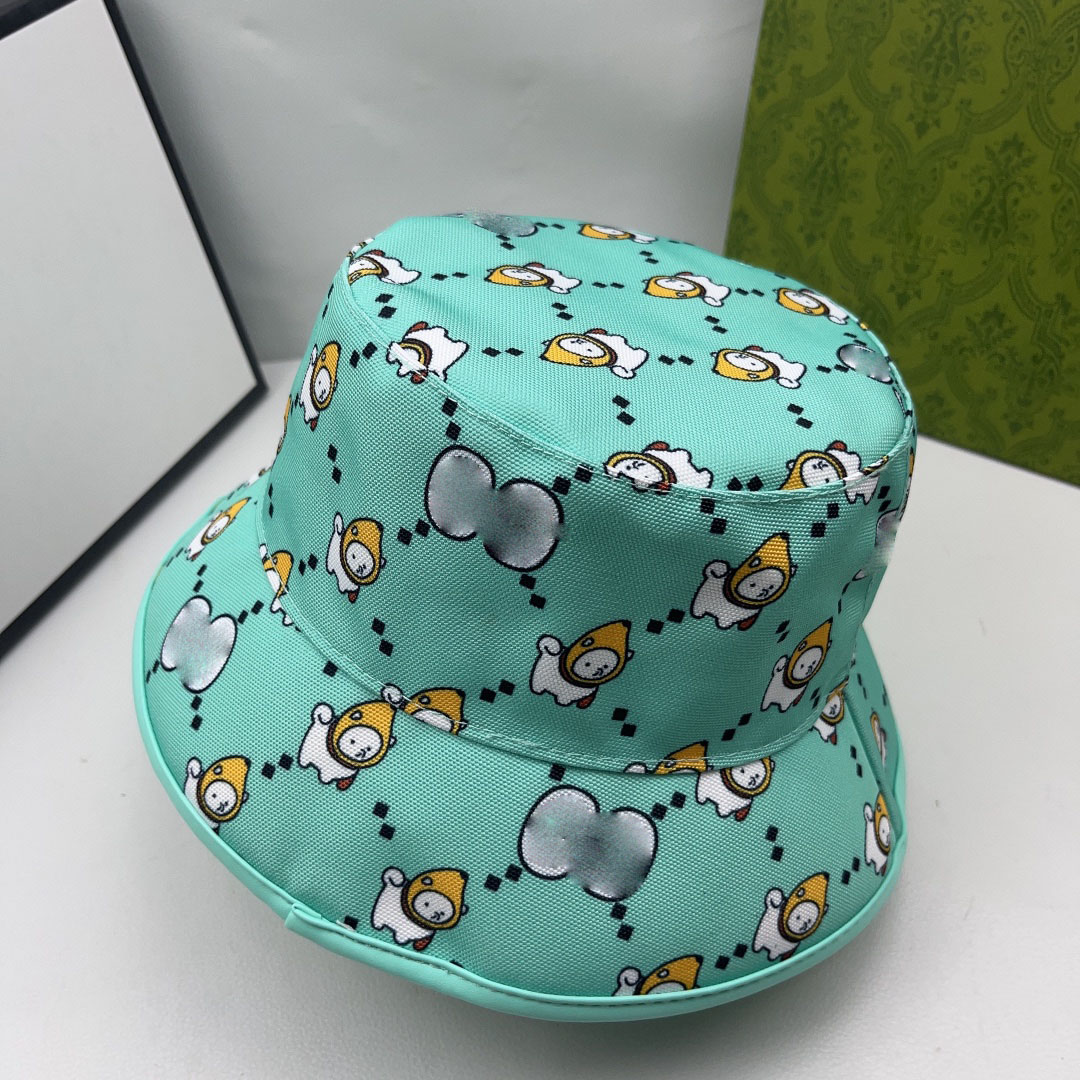 Designer bucket hat with UV resistant lightweight unisex fisherman hats letter animal plaid print beach hat