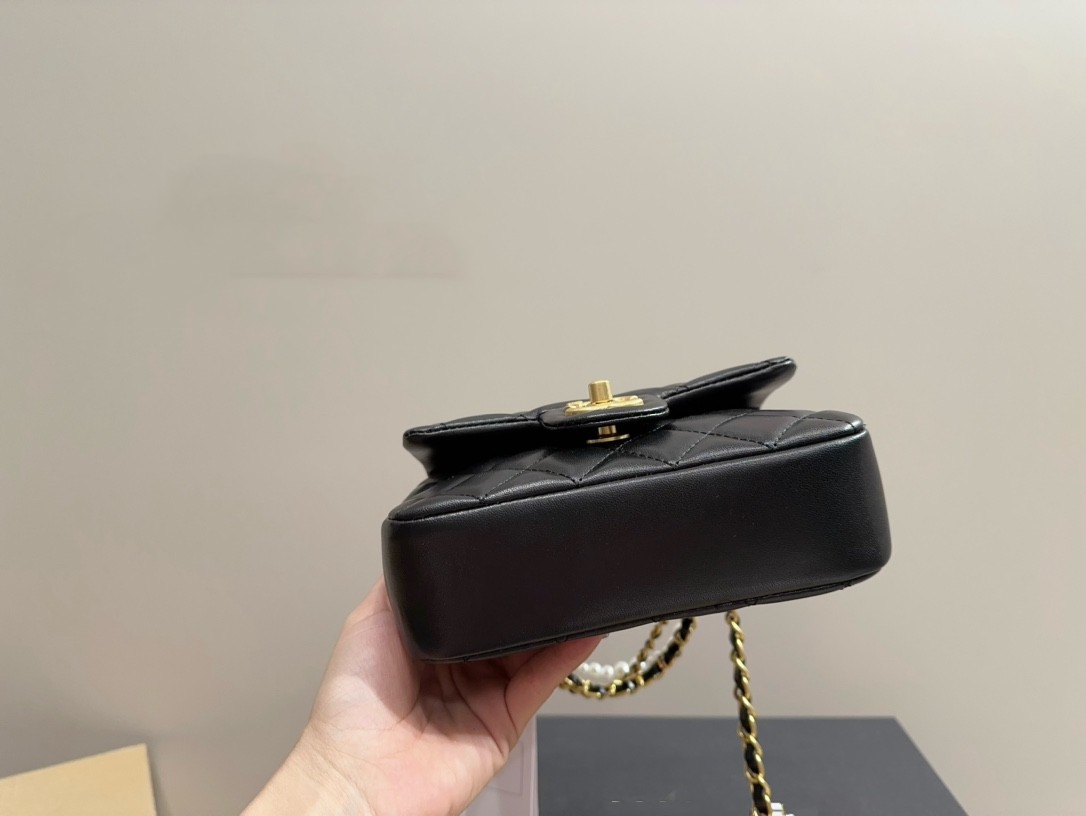 Lyxdesigner axelväskor Pearl Chain Fang Fatty Handväskor Fashion Shopping Satchels Totes Leather Crossbody Messenger Bag Flap Purses Black Plånbok Portfölj