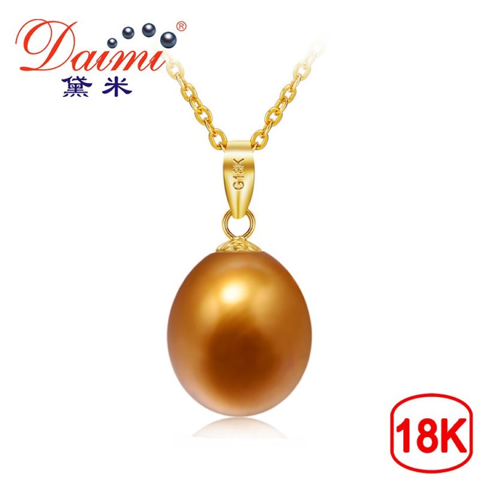 Daimi 8 5-9mm perle d'eau douce couleur marron pendentif collier 18k or jaune pendentif été collier bijoux fins J190718252u