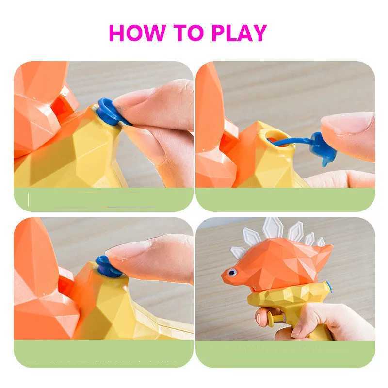 Gun Toys Dessin animé 3D dinosaure pistolet à eau en plein air jouet de plage pour garçons enfants en plastique pistolet Blaster pistolet bébé douche jouets jeu de natation