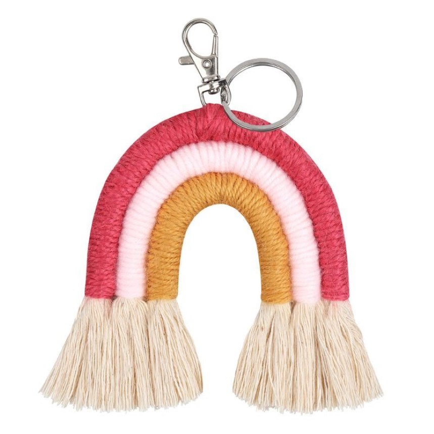 Tkaczy pęcherzyków tęczowych dla kobiet macrame Macrame Keyring