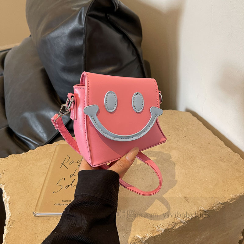 Детские милые сумки с улыбающимся лицом для девочек, сумки-мессенджеры из искусственной кожи ярких цветов, модная детская сумка на одно плечо Z7020