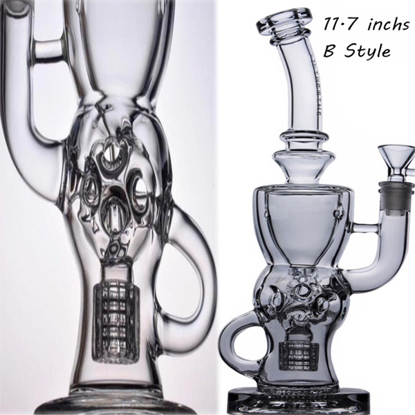 28cm Tall Heady Glass Water Bongs Hookahs Shisha Smoke Glass Pipe Recycler oil Rigs with 14mm banger