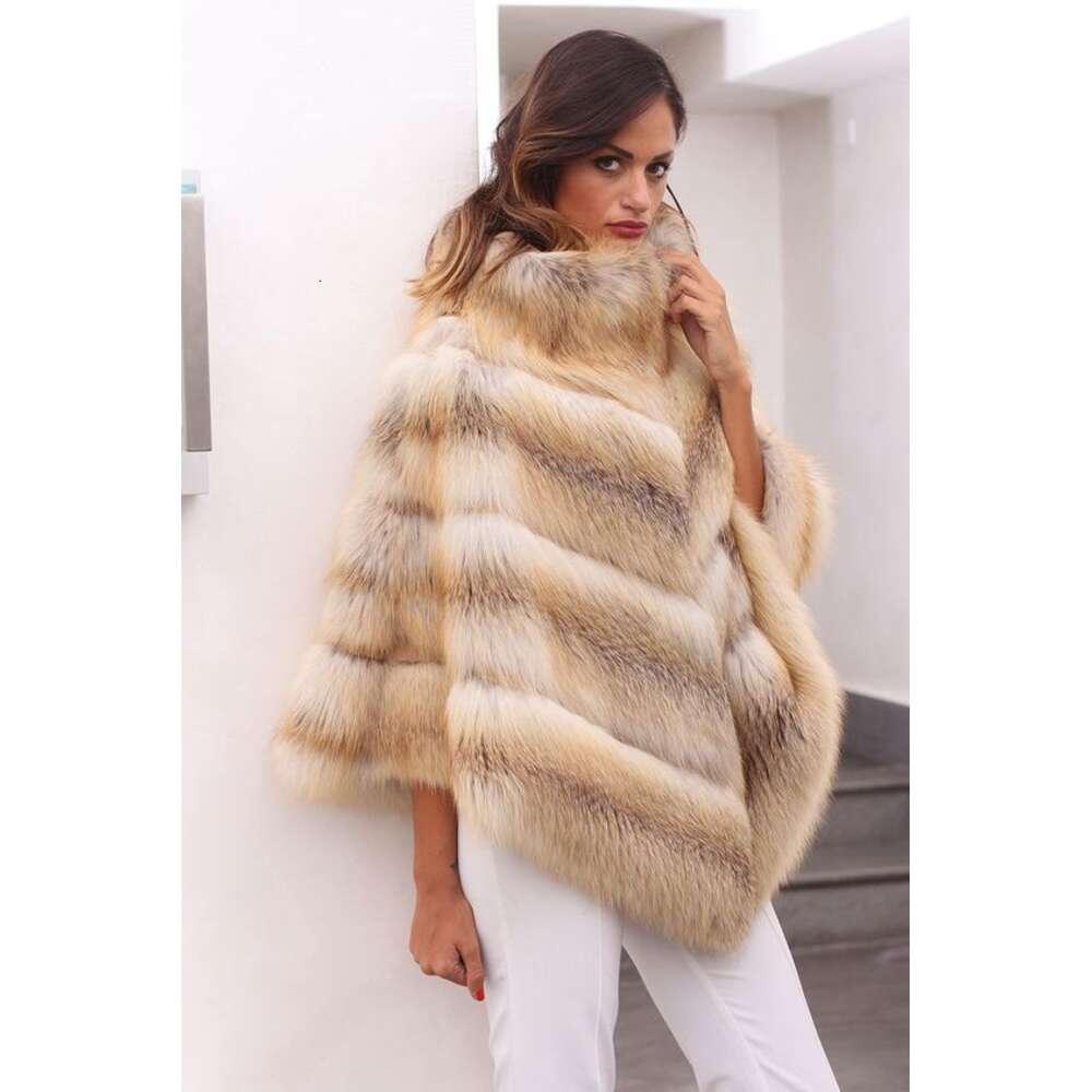 Cappotto di pelliccia invernale da strada, calore casual scialle di volpe da donna 187886