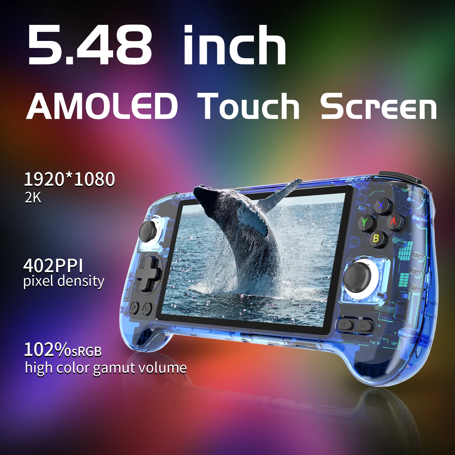 ANBERNIC RG556 Console di gioco portatile retrò Sistema Android 13 Schermo AMOLED da 5,48 pollici T820 Lettore video Ventola con grilletto incorporato