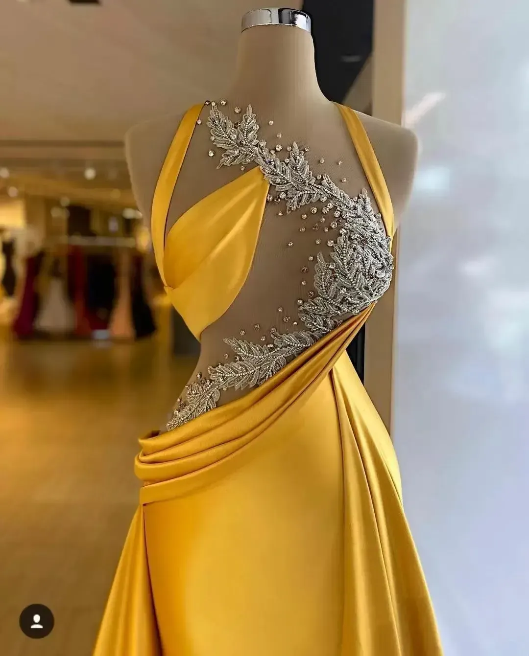 Gold Mermaid Prom Dresses with Overskirt Crystals Beaded Illusion Top Satin Custom Made Ruched Evening Party Gowns vestidos Formal Occasion Wear Plus Size