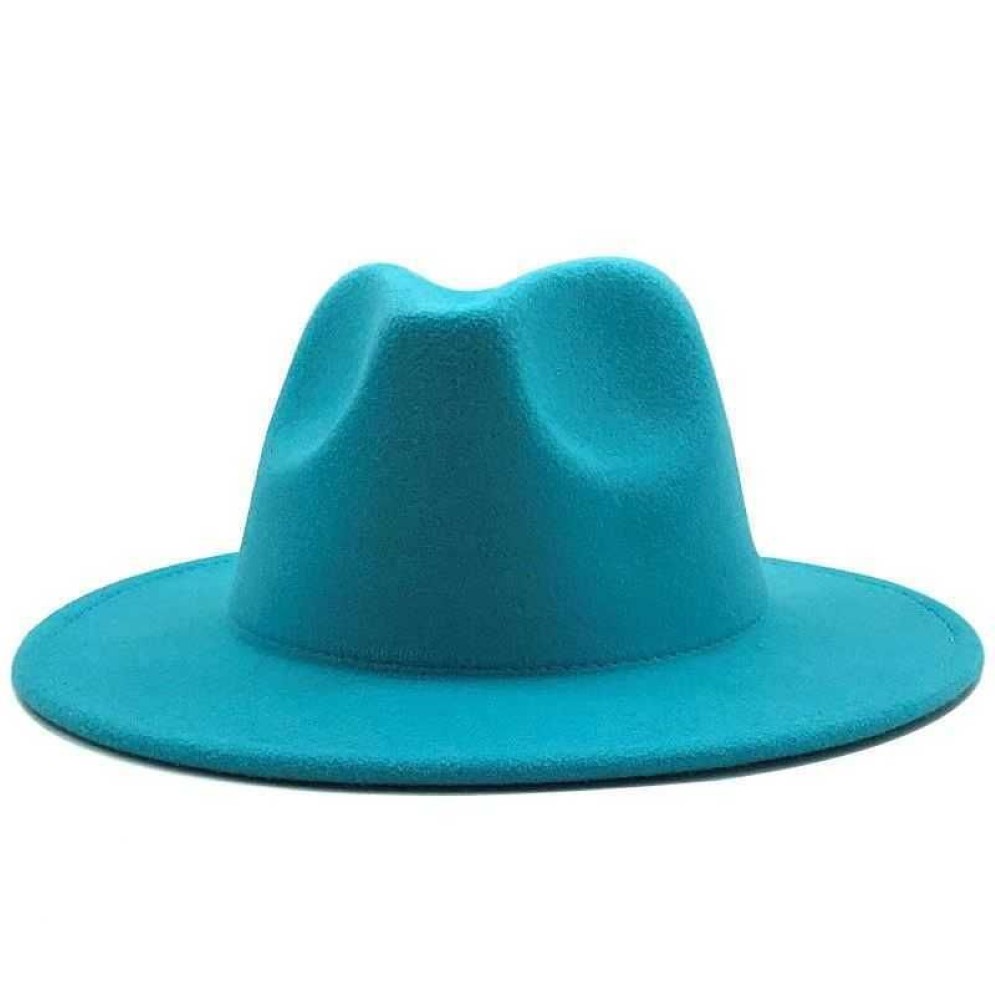 Chapeaux Fedora Jazz en feutre de laine à fond rouge avec boucle de ceinture fine hommes femmes chapeau d'église à large bord Panama Trilby casquettes 210623290J