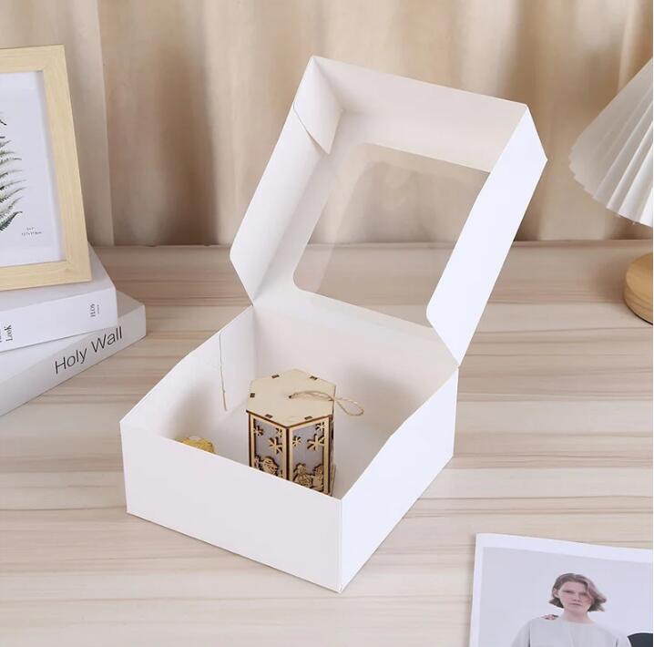 Transparent Window Gift Box Baked Pastry Packaging Box Holiday Small Gift Packaging White Cardboard Box