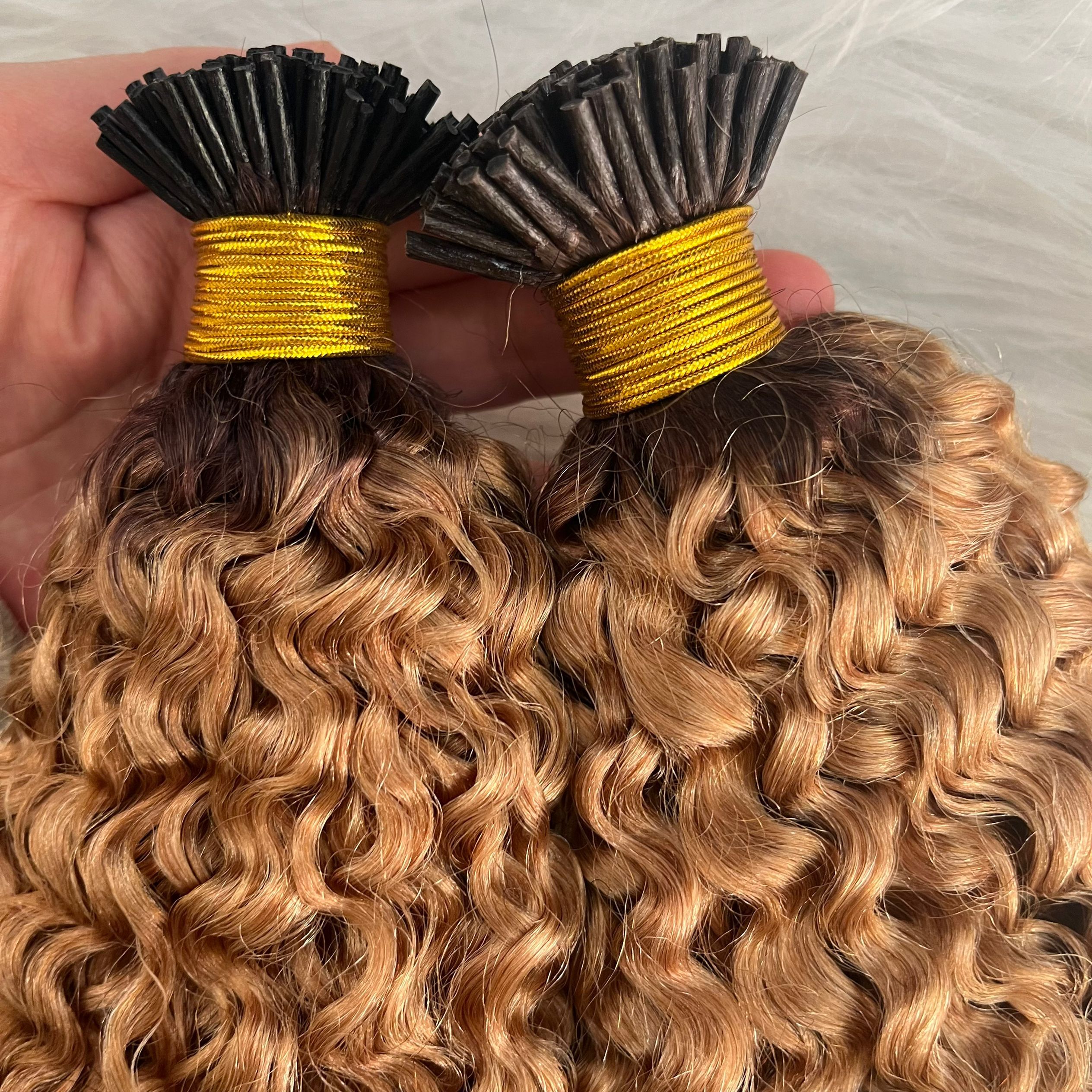 Kinky Curly I Tip Hair Extensions Ombre T2/27 Micro Links Pre Bonded Itip Haarverlenging 100g