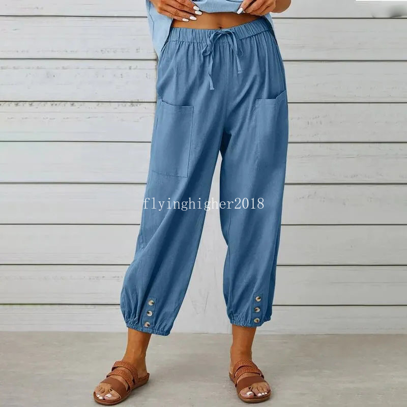 女性用パンツファッションハラジュクコットンリネン女性用カジュアルカラーハーレムプラスサイズカプリサマーズボン
