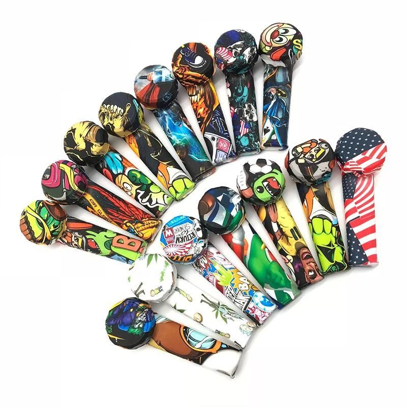 3.5 inch Silicone Spoon Hand Pipe Silicon Mini Water Pipe Dabble For Dry Herb Customized Printings Smoking Accessories