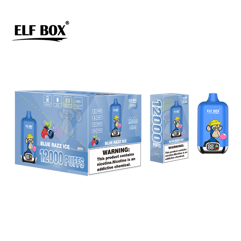 ELF BOX puff 12000 vapori usa e getta digitali 12 gusti 12k Puff 500mAh Batteria ricaricabile Cartuccia preriempita da 25 ml 2% 5% Pod vape e sigaretta barra degli elfi