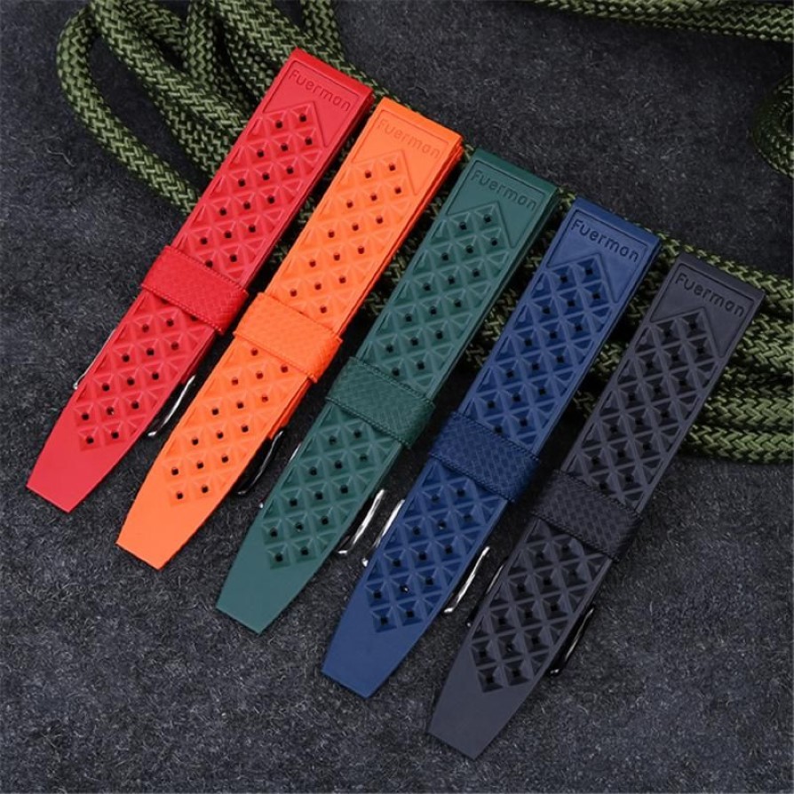 Watch Bands 20mm 22mm Premium-Grade Tropic Rubber Silicone Strap For SRP777J1 Men Sport Diving Breathable Wrist Band Bracelet281v