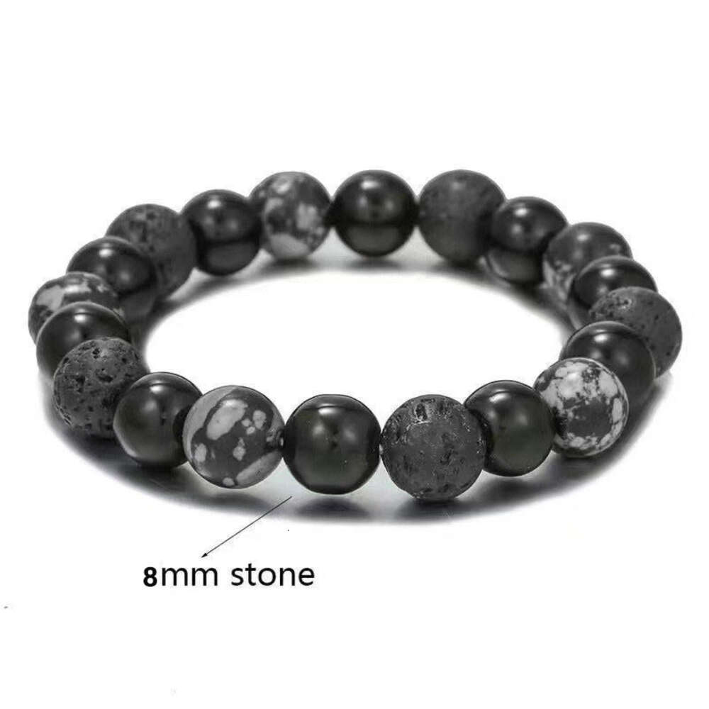 Nouveau Bracelet obsidienne hommes avec perles volcaniques de haute qualité garçon ami