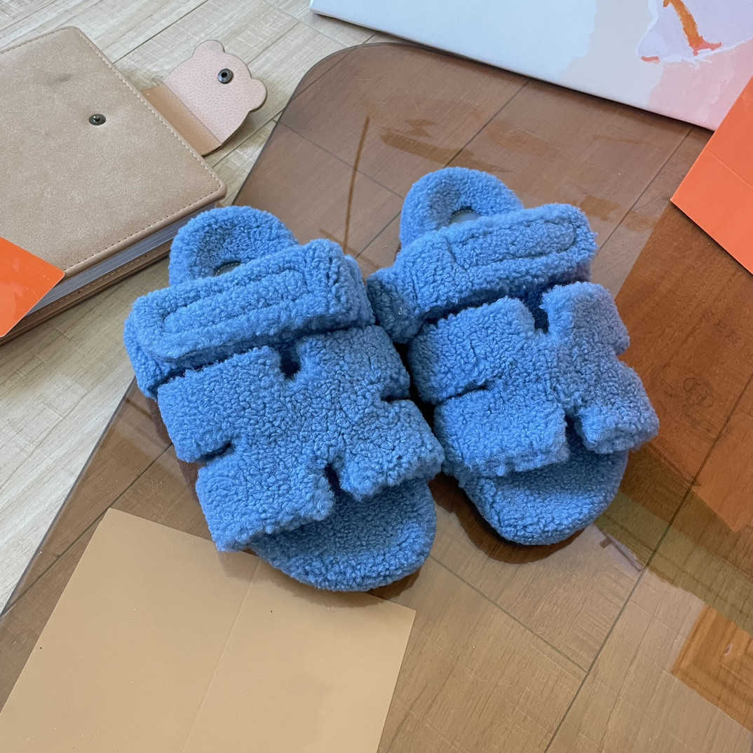 Designer Slippers HHS Second Oncle Wool Female Outwear 2024 automne hiver nouveau Velcro Kelly Teddy Lamb Ckye