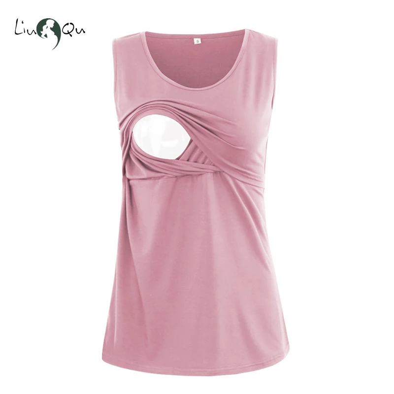 T-Shirt LIU QU Womens Maternity Clothes Tank Tops Sleeveless Breastfeeding Pregnancy Clothing Premama Summer Camis Tops Plus Size SXL