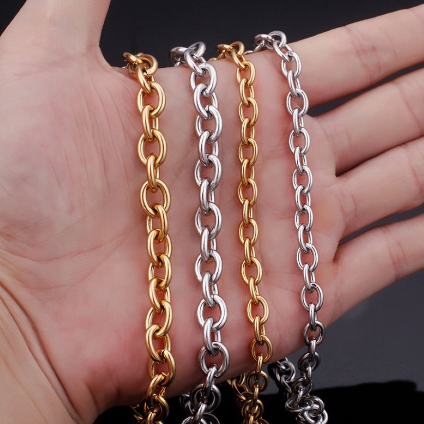 Colar de aço inoxidável o-chain cruz titânio aço clavícula colar camisola corrente pingente jóias com corrente atacado 247m