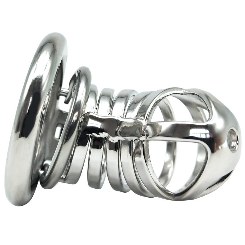 Male Chastity Device Cock Cage - Stainless Steel Chastity Stealth Lock Ergonomic Design for Sissy Penis Trainer Including Two Keys Metal Sex Toy for Men