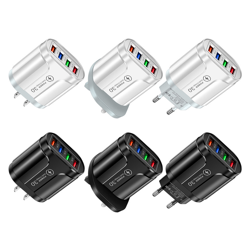 Chargeur de voyage USB 4 Ports 5V 2,4 a, chargeur mural pour iPhone Samsung Xiaomi, adaptateur de charge de prise Mobile