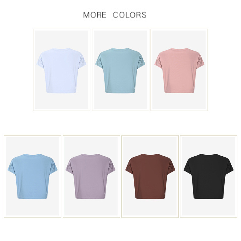 66LU1u new Women's Yoga Align Solid Round Color Nude Sports Shaping Waist Tight Fitness Loose Jogging Sportswear Women's High Quality Classic-Fit Cotton-Blend T-Shirt