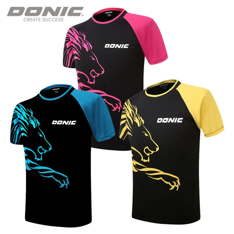 Polos Donic Summer Sports Short Sleeve Män Kvinnor andas Tshirt bordtenniskläder badmintonkläder