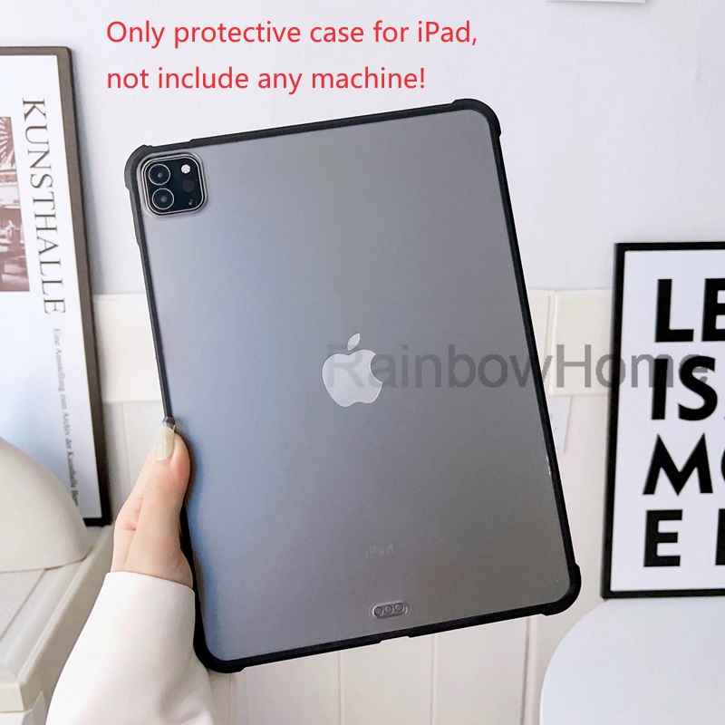 Ultra Thin Matte Clear Case -skyddsbackskydd för iPad 9.7 10.2 12.9 tum Air 4 5 Mini 6 Pro 11 TPU PC Hybrid stötfångare Foldbar plaststativ Holder Airbag Protection