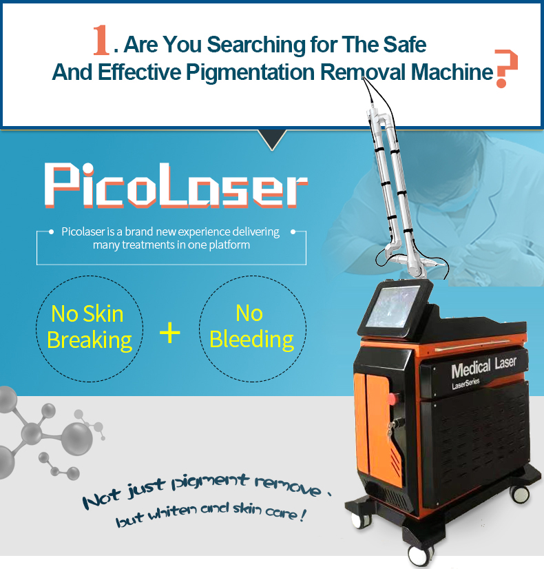 NdYag Pico Laser 755nm Picoscond Laser Pigment Removal Machines Nd:Yag Q-switch Picosecond Laser Tattoo Removal Machine