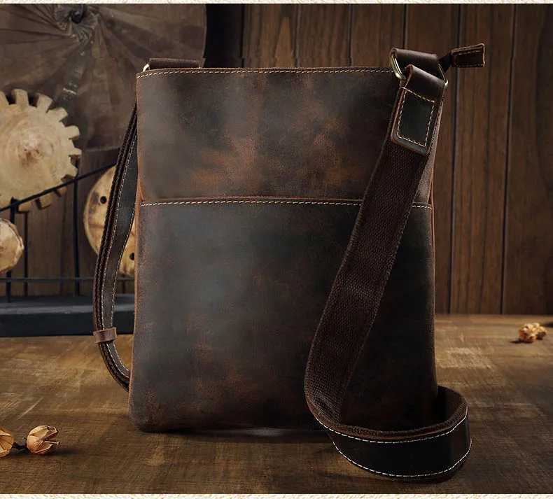 Bolsa mensageiro Luufan Design Simples Bolsa Mensageiro Crazy Horse Couro Bolsa de Ombro Pasta de Negócios Bolsa Crossbody Masculino Trabalho Diário ToteL2403