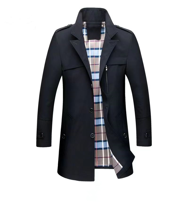 Herren-Trenchmäntel, Herbst-Winter, modisch, Baumwollmischung, lässig, Business-Mantel, Herren-Sportmäntel, hübscher, solider langer Trenchcoat, schmale Oberbekleidung, Herren-Windjacken, M-4XL