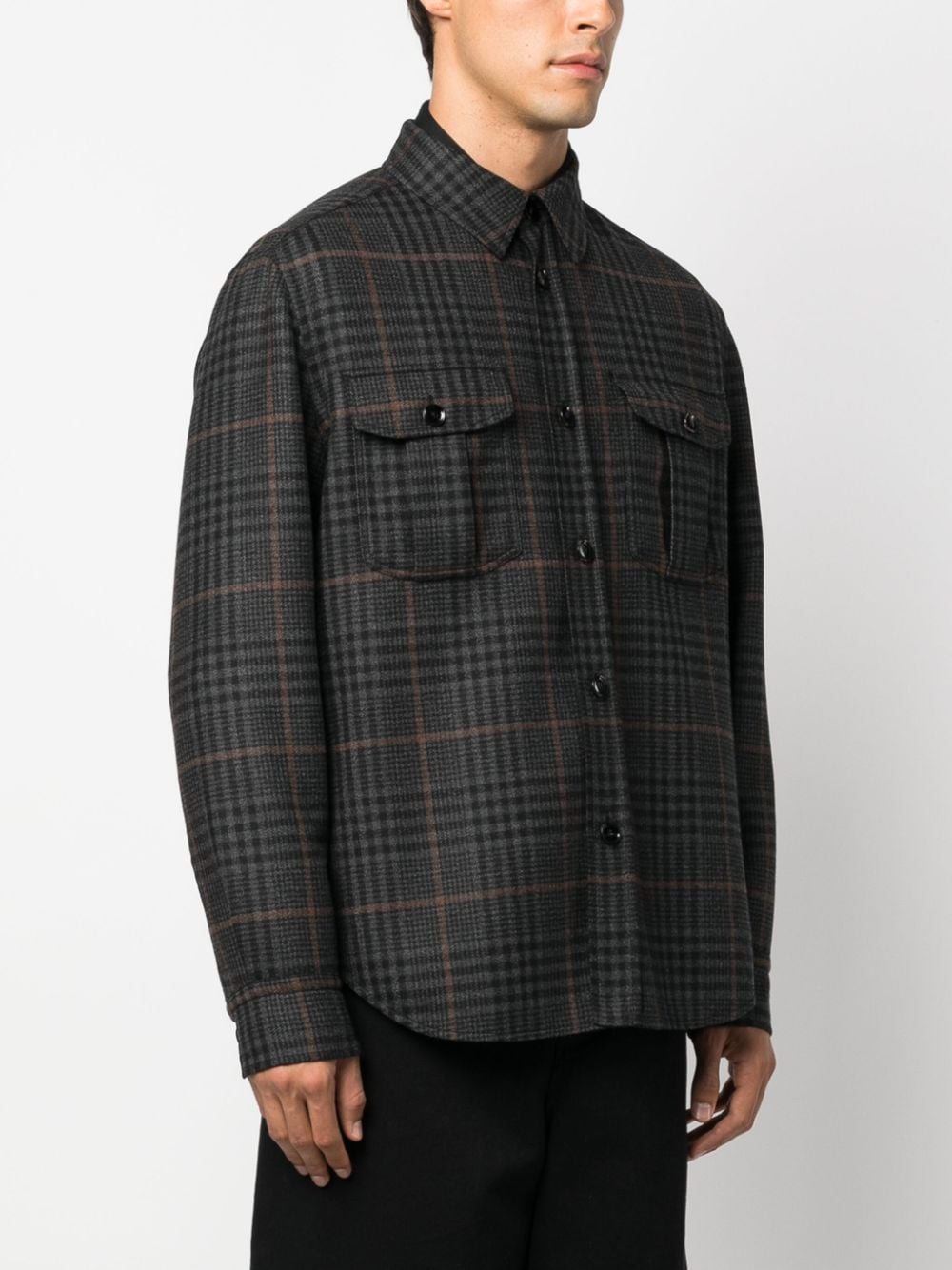 Designer män jacka brioni check-print stickad skjorta jacka fjäder ytterkläder casual kläder långärmare jackor lapel hals toppar