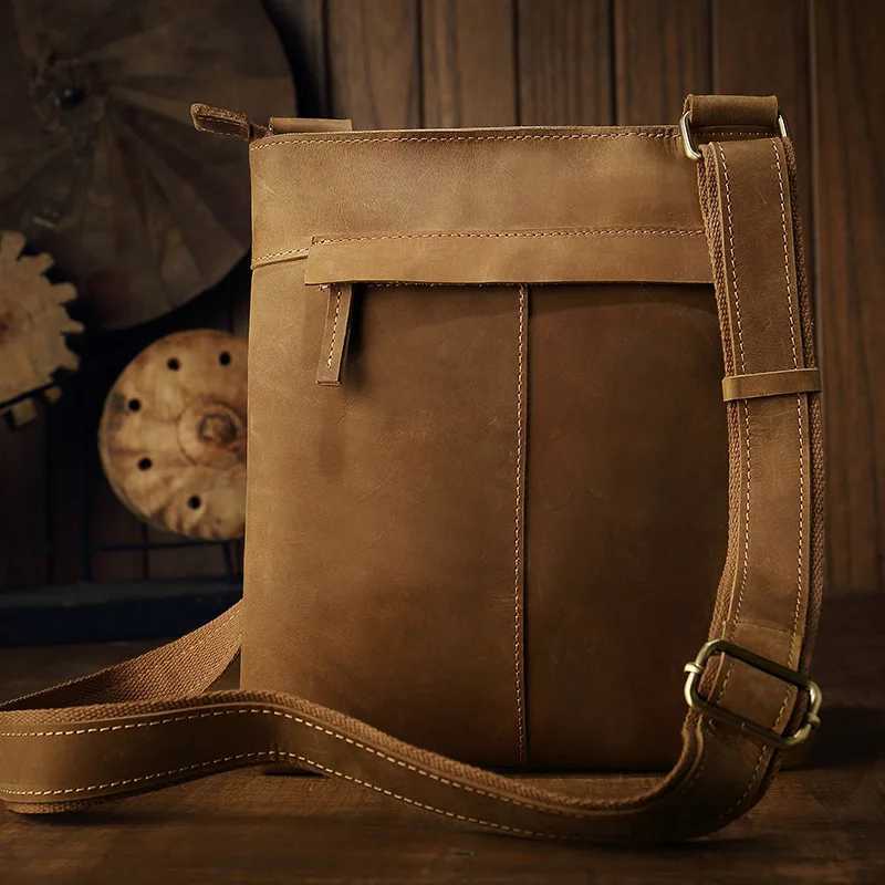 Bolsa mensageiro Luufan Design Simples Bolsa Mensageiro Crazy Horse Couro Bolsa de Ombro Pasta de Negócios Bolsa Crossbody Masculino Trabalho Diário ToteL2403