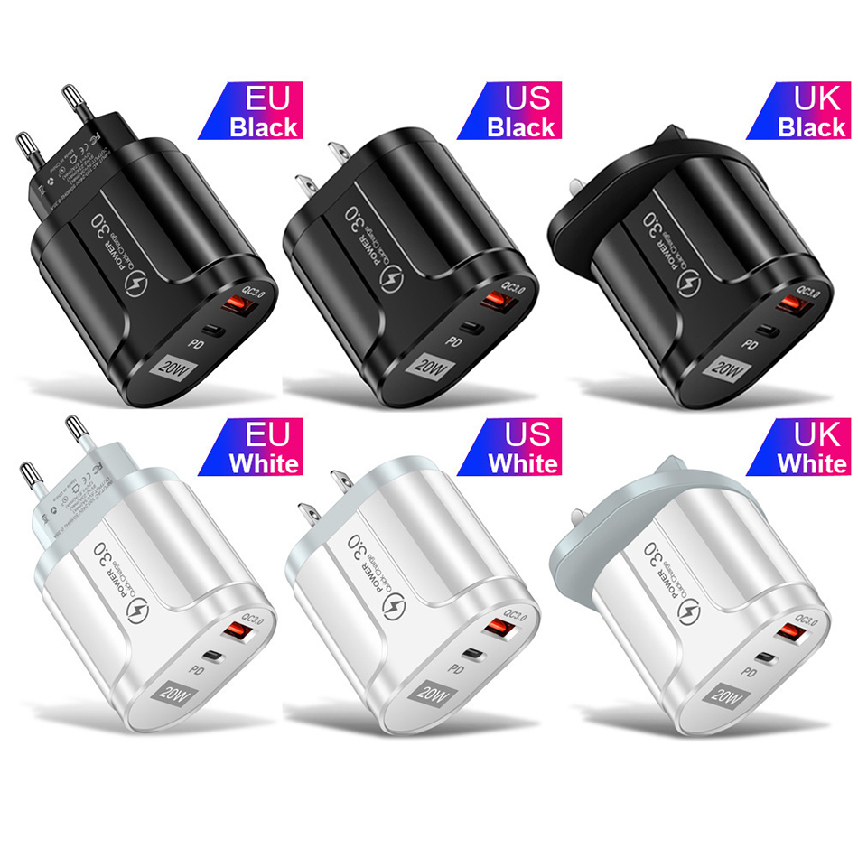 Chargeur USB C Charge rapide QC3.0 Type C PD 20W Charge rapide pour iPhone Samsung Galaxy S23 Ultra adaptateur mural