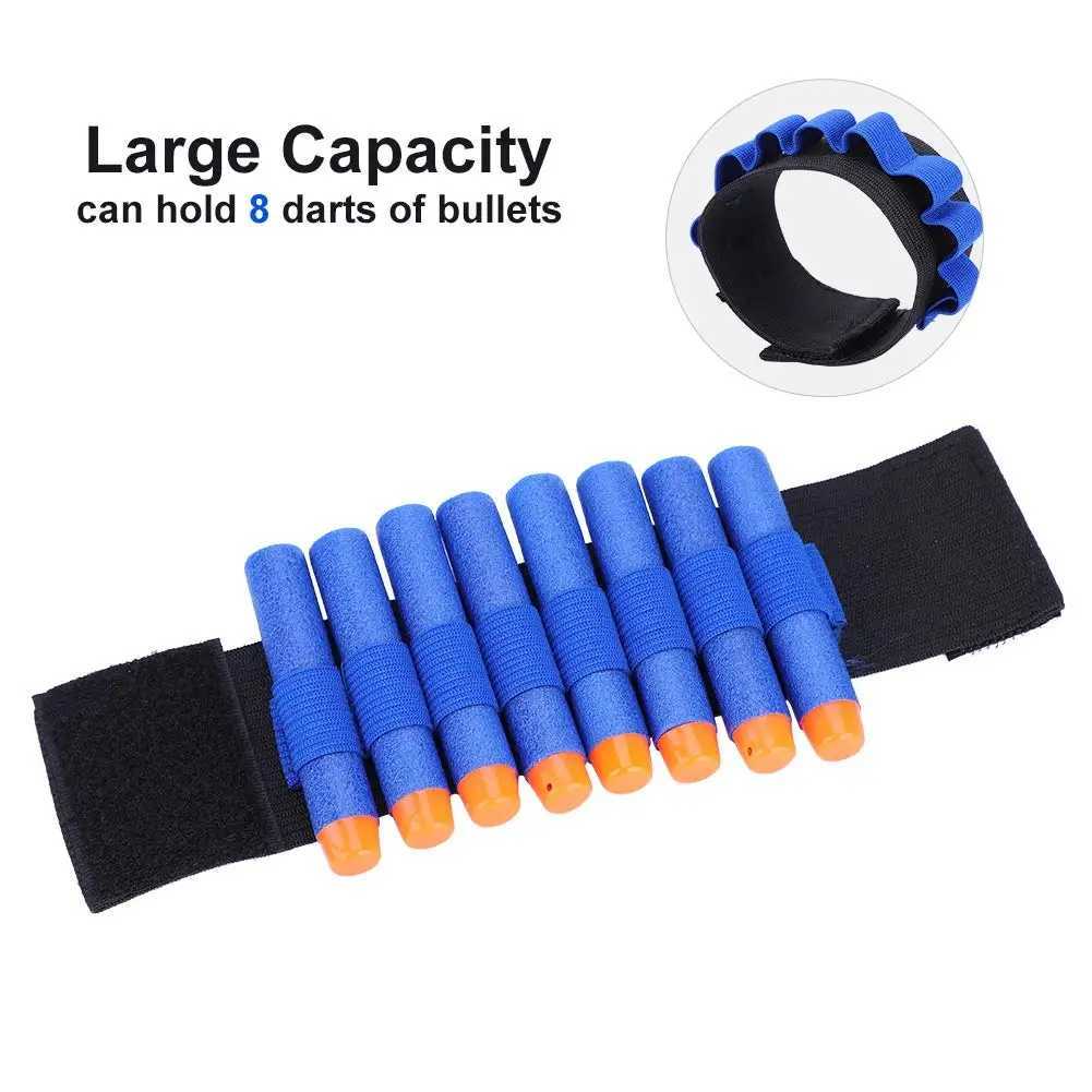 Gun Toys Zhuiyue Bullet Storage Wrist Band Kids Elastic Soft Bullets Gun Wrist Belt Rem för Nerf Series Toy Gun ingår 100 kulor 240307