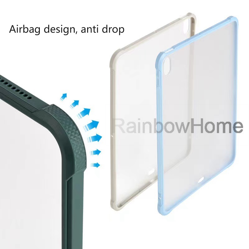 Ultra Thin Matte Clear Case Schutzabdeckung für iPad 9,7 10,2 12,9 Zoll Luft 4 5 Mini 6 Pro 11 TPU PC Hybrid Stoßfänger faltbare Kunststoffhalter -Airbag -Schutz