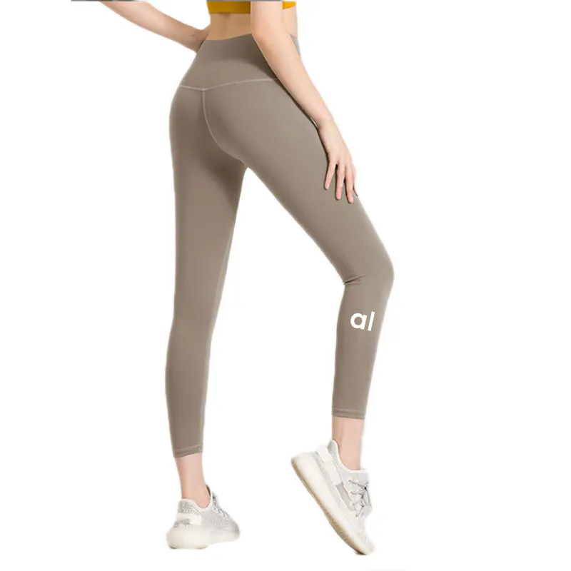 ALOLULU 2024 lycra fabric Solid Color Women yoga pants High Waist Sports Gym Wear Leggings Elastic Fitness Lady Outdoor Sports Trousers