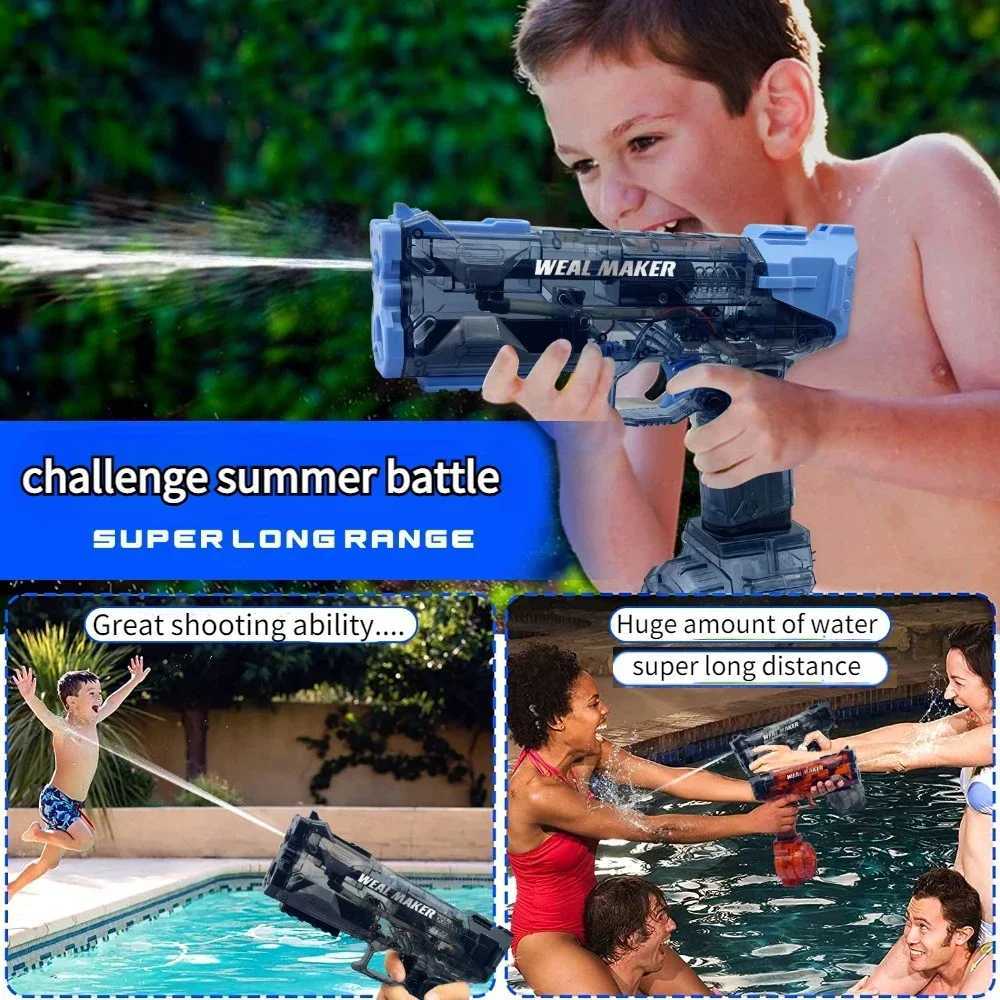 Gun Toys 2024 nouvelle expérience pistolet à eau d'été entièrement automatique pistolet de tir à l'eau électrique plage jouet amusant enfants garçons filles adultes 240307