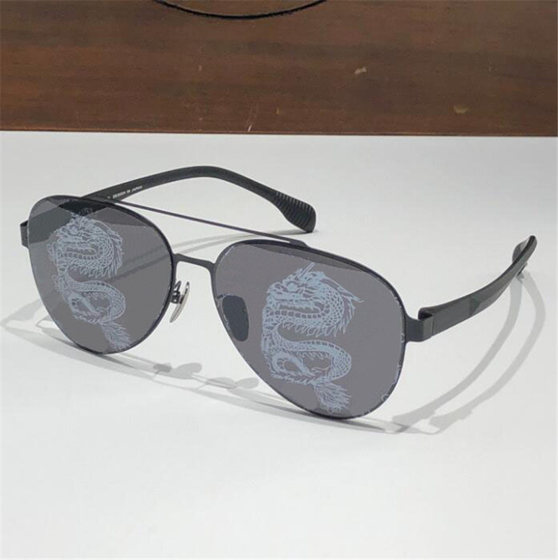 New fashion design pilot sunglasses 8268 metal frame rimless dragon print lenses retro generous style high end outdoor UV400 protective eyewear