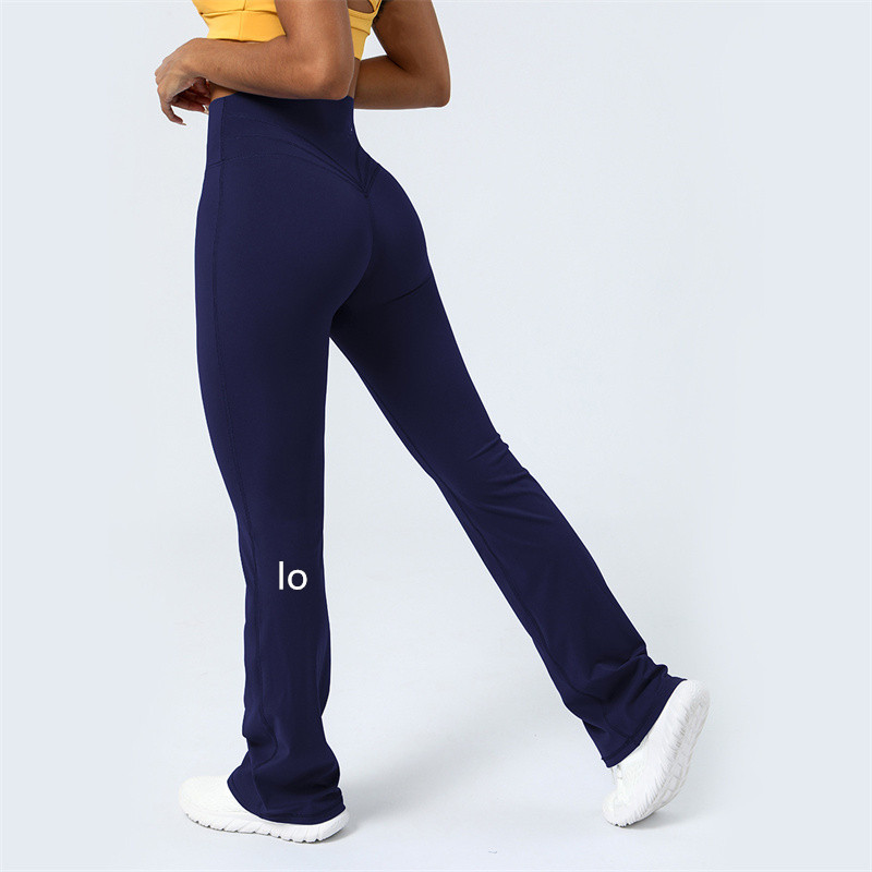 A10 Yoga Fleared Pants Womens High midja Slim Fit Belly ll Bell-Bottom byxor visar ben Long Yoga Fitnes 2302