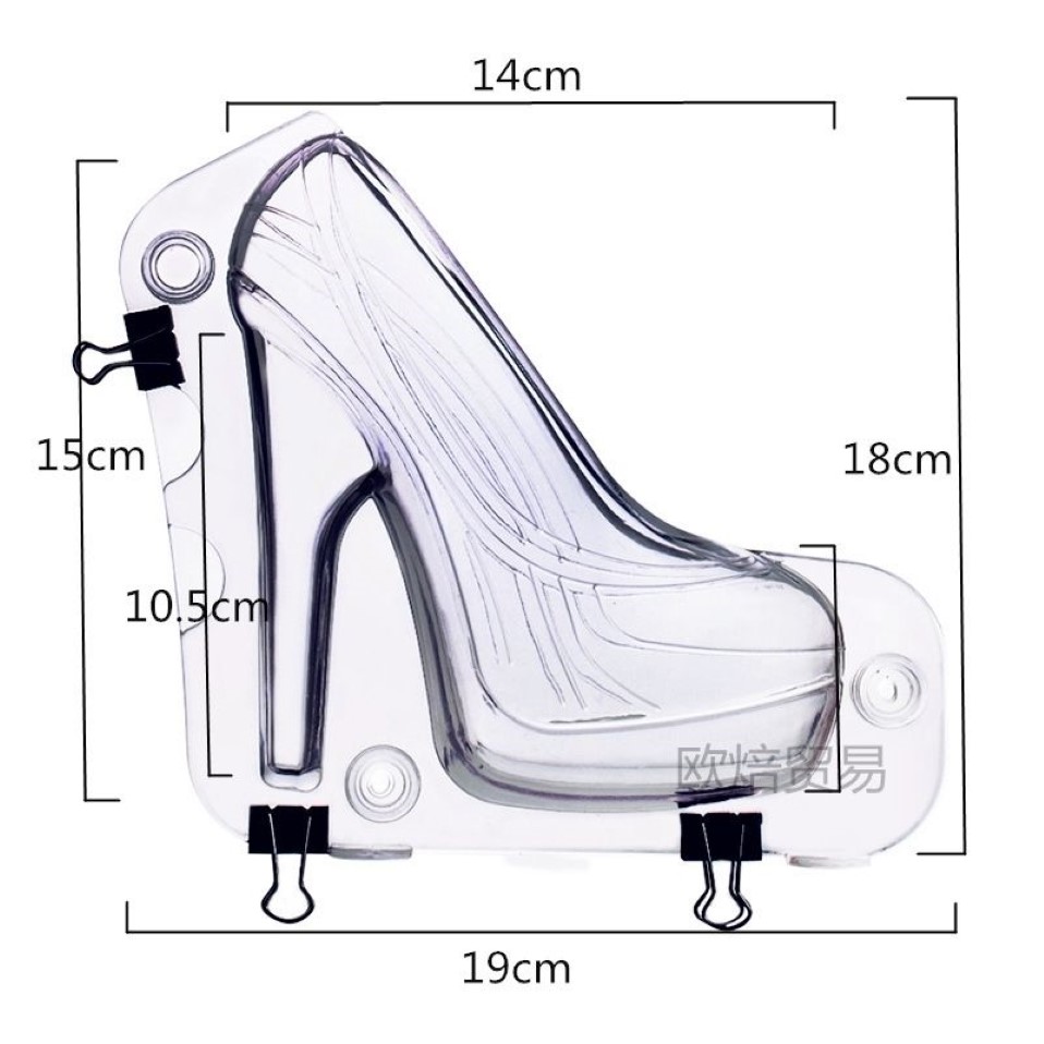 Grande taille 3D moule à chocolat chaussures à talons hauts bonbons gâteau décoration moules outils bricolage maison cuisson pâtisserie outils dame chaussure moule K064 2102237p