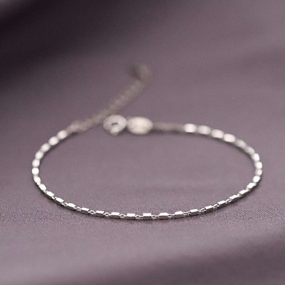 Pulsera Minimalista De Retales Cuadrados Pequeños Temperamento De Moda para Mujer, Cadena Lisa, Accesorios De Viaje Diario para Regalar A Amigas