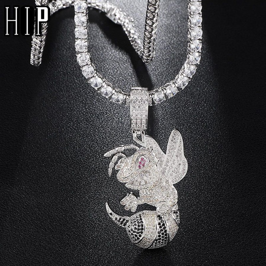 Hip Hop Iced Out Bling Cubic Zirkoon CZ Bean Kettingen Hangers Voor Mannen Sieraden Met Tennisketting Y1130242E