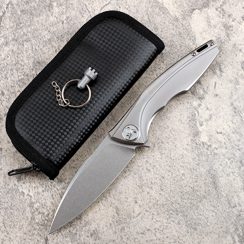 High End Tactisch Zakmes M390 Blade TC4 Titanium Legering Handvat Kogellager EDC Zakmessen Camping Jacht Messen