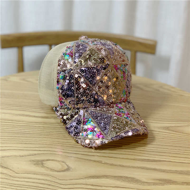 New spring and summer sky hat childrens casual and versatile Korean NET hat thin duck cap Chaorens sequined baseball cap