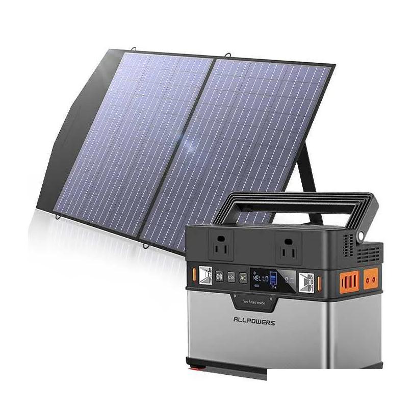 Batterier 220V/110V Portable Power Station 288Wh Solar Generator Emergency Backup med 18V 100W Foldbar Panel utomhus Cam Drop Delive DH1RX