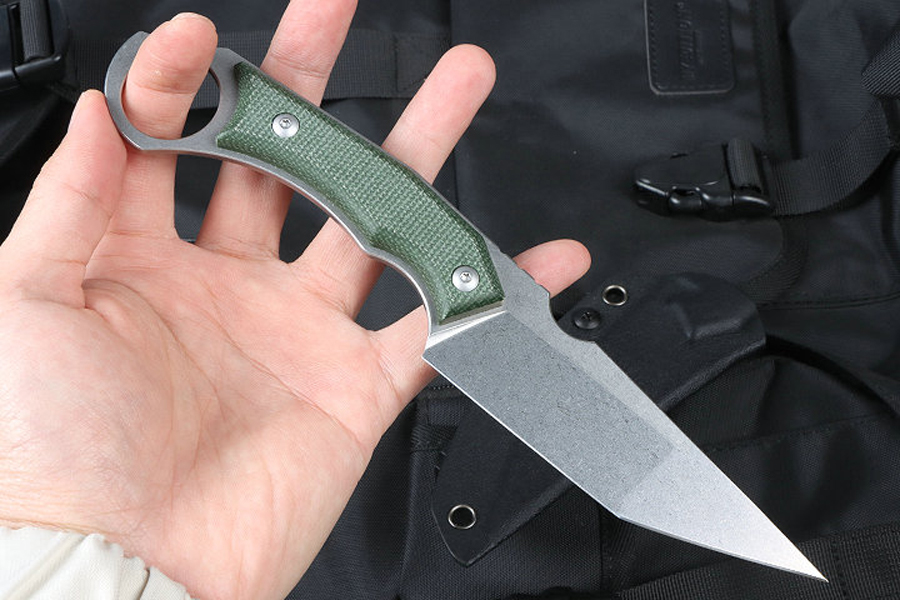 Nowy M7719 Wysokiej jakości stałe nóż ostrzy 14C28N Stone Wash Tanto Point Blade CNC Pełny tang Micarta rączka zewnętrzna noże taktyczne z Kydex