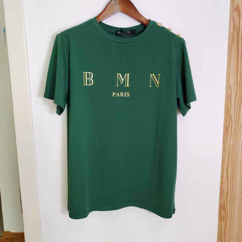 Designer Men's T-Shirt Letter Printed Shoulder  Head Gold Button Summer Beach Men's and Women's Cotton Casual Loose Breathable Short Sleeve T-Shirt